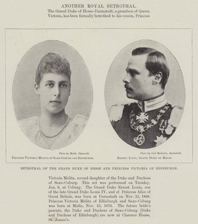 Hesse nagyhercegének és Viktória edinburghi hercegnőnek az eljegyzése alkotó: English Photographer