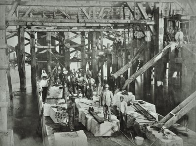 Blackfriars híd: építőmunkások, 1869 alkotó: English Photographer