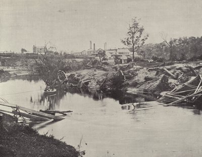 Burnley híd a Yarra felett, az 1891. júliusi áradások után alkotó: English Photographer