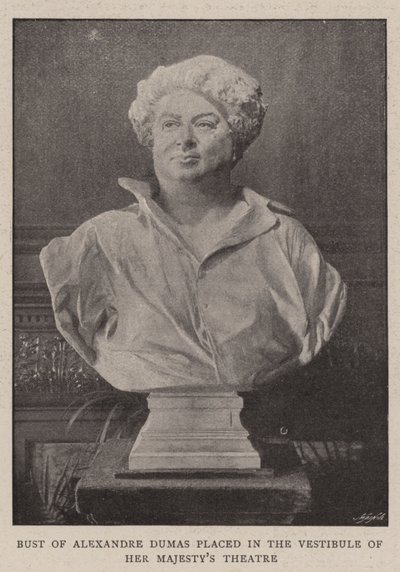 Alexandre Dumas mellszobra Őfelsége Színházának előcsarnokában alkotó: English Photographer