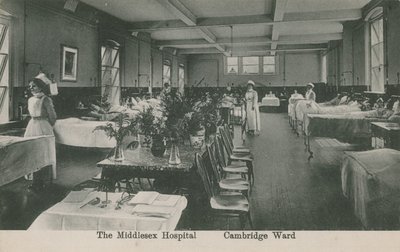 Cambridge Ward, Middlesex Kórház, London. A képeslapot 1913. augusztus 16-án küldték el. alkotó: English Photographer