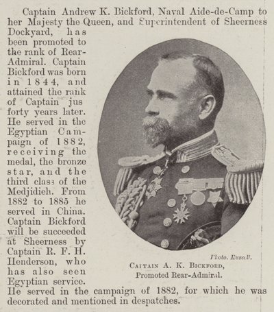A K Bickford kapitány, előléptetett ellentengernagy alkotó: English Photographer
