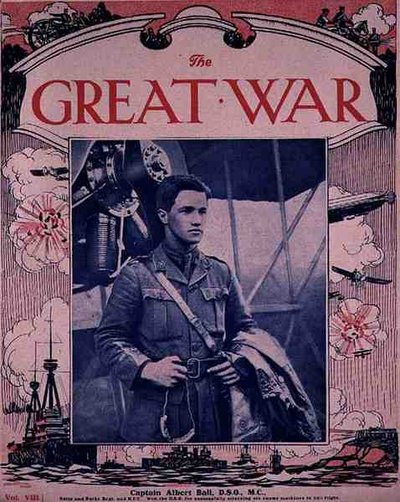 Albert Ball kapitány (1896-1917) D.S.O, M.C., a „The Great War” első borítója, 1. évf. VIII, 1917 körül (mélynyomás) alkotó: English Photographer