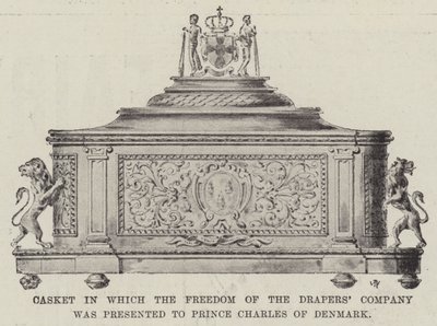 Koporsó, amelyben a Freedom of the Drapers Company-t átadták Károly dán hercegnek alkotó: English Photographer