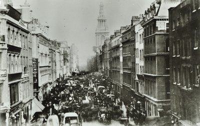 Cheapside, keletre néz a Bow Church felé, London városába, 1880 alkotó: English Photographer