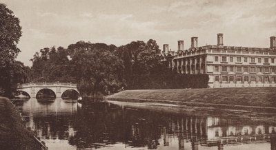Clare College and Bridge, Cambridge (f/w fotó) alkotó: English Photographer