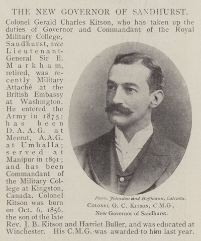 G C Kitson ezredes, CMG, Sandhurst új kormányzója alkotó: English Photographer