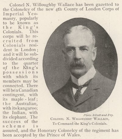 N Willoughby Wallace ezredes, a Kings Colonials parancsnoka alkotó: English Photographer