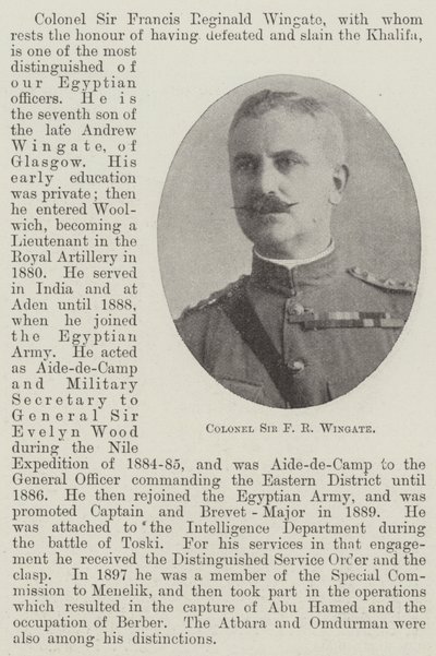 Sir F R Wingate ezredes alkotó: English Photographer