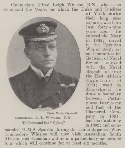Commodore A L Winsloe, RN, hogy vezesse az Ophirt alkotó: English Photographer