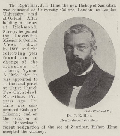 Dr. J E Hine, Zanzibár új püspöke alkotó: English Photographer