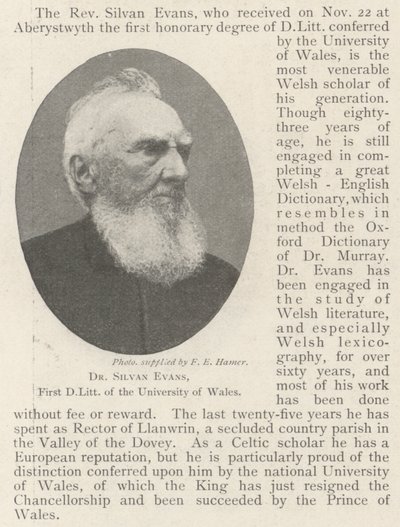 Dr. Silvan Evans, a Walesi Egyetem első DLittje alkotó: English Photographer