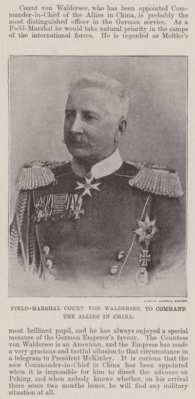 Von Waldersee gróf tábornagy, a szövetségesek parancsnoka Kínában alkotó: English Photographer