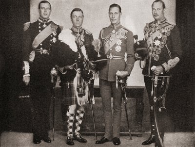 V. György király öt fia közül négy balról jobbra, György herceg, Kent hercege, VIII. Edward király, később Windsor hercege, Albert herceg, York hercege, később VI. György király, Henrik herceg, herceg alkotó: English Photographer