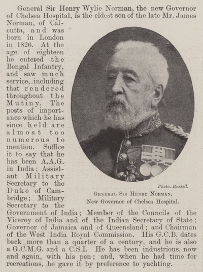 Sir Henry Norman tábornok, a Chelsea Kórház új kormányzója alkotó: English Photographer