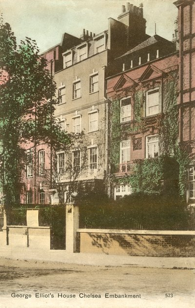 George Elliot háza, Cheyne Walk, Chelsea Embankment, London (színes fénykép) alkotó: English Photographer