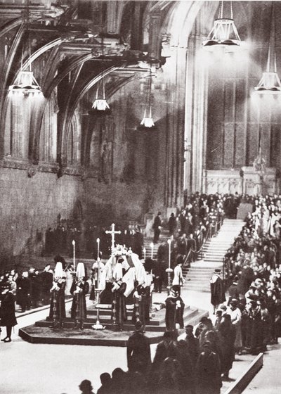 V. György államban fekszik a Westminster Hallban, 1936 alkotó: English Photographer
