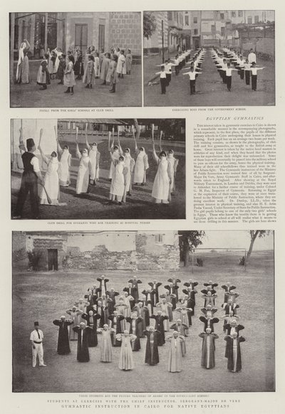Gimnasztikai oktatás Kairóban bennszülött egyiptomiak számára alkotó: English Photographer