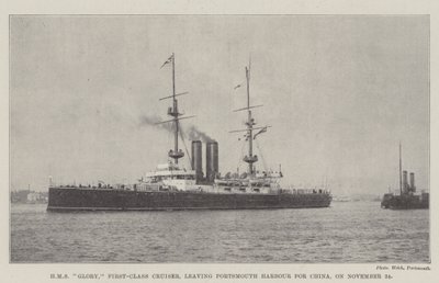 HMS Glory, első osztályú cirkáló, Portsmouth kikötőjéből Kínába indul november 24-én alkotó: English Photographer