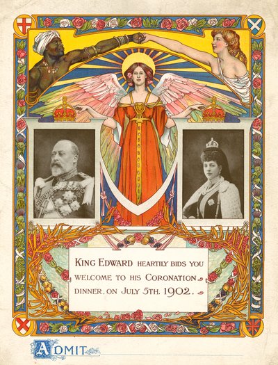 Meghívó VII. Edward király koronázási vacsorájára 1902. július 5-én alkotó: English Photographer