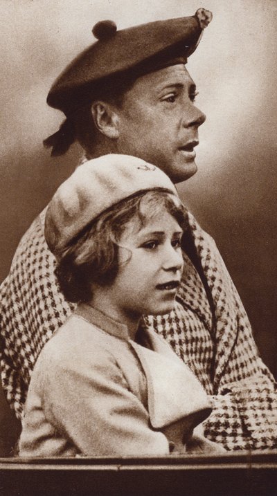VIII. Edward király és unokahúga, a későbbi II. Erzsébet királynő (fekete-fehér fotó) alkotó: English Photographer