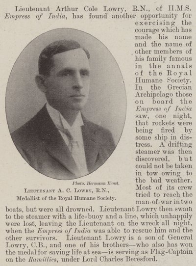 A. C. Lowry hadnagy, RN, a Royal Humane Society érmese alkotó: English Photographer