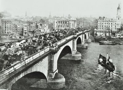 London Bridge: lóvontatású forgalom a hídon, 1895 alkotó: English Photographer