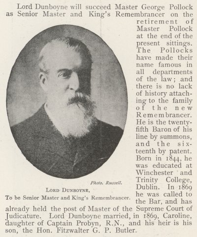 Lord Dunboyne, legyen a rangidős mester és a királyok emlékezője alkotó: English Photographer