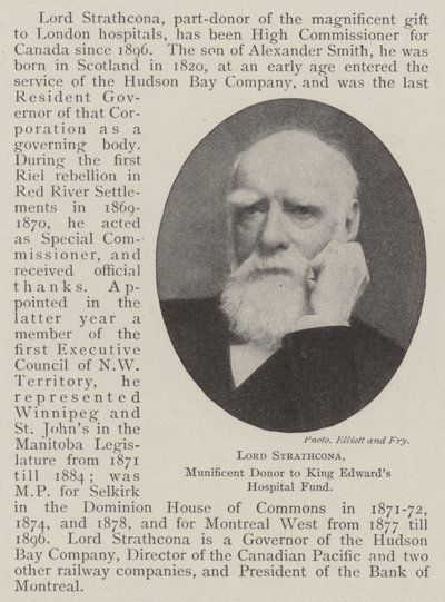 Lord Strathcona, a King Edwards Kórház Alap legnagyobb adományozója alkotó: English Photographer