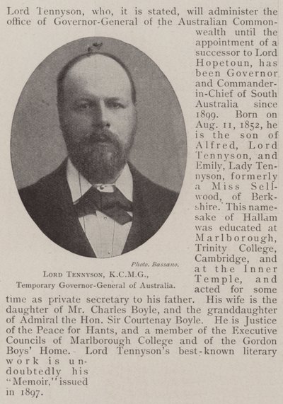 Lord Tennyson, KCMG, Ausztrália ideiglenes főkormányzója alkotó: English Photographer