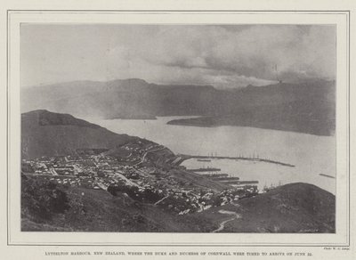 Lyttelton kikötő, Új-Zéland, ahová Cornwall hercegének és hercegnőjének június 22-én kellett megérkeznie alkotó: English Photographer
