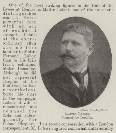 Maitre Labori, Dreyfus jogtanácsosa alkotó: English Photographer