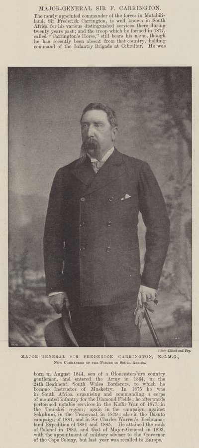Sir Frederick Carrington vezérőrnagy, a KCMG, a dél-afrikai haderő új parancsnoka alkotó: English Photographer