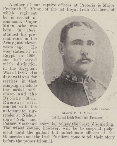 F H Munn őrnagy, 1. Királyi Fusiliers (fogoly) alkotó: English Photographer