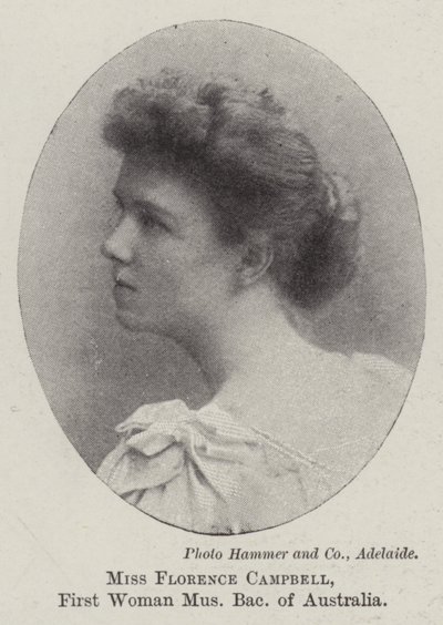 Florence Campbell kisasszony, Ausztrália első női főiskolai diplomája alkotó: English Photographer