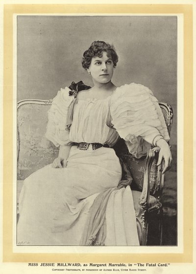 Miss Jessie Millward, mint Margaret Marrable, A végzetes kártya című filmben alkotó: English Photographer