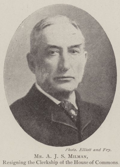 A J S Milman úr, lemond az alsóházi tisztségről alkotó: English Photographer