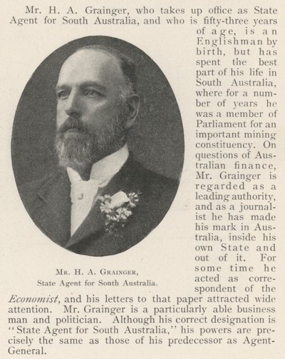 H A Grainger úr, Dél-Ausztrália állami ügynöke alkotó: English Photographer