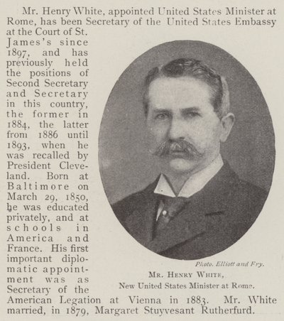Henry White, az Egyesült Államok új minisztere Rómában alkotó: English Photographer