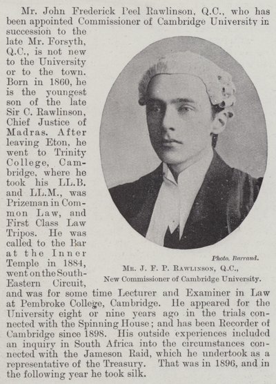 J F P Rawlinson, QC, a Cambridge-i Egyetem új biztosa alkotó: English Photographer