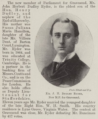J. H. Dudley Ryder, Gravesend új képviselője alkotó: English Photographer