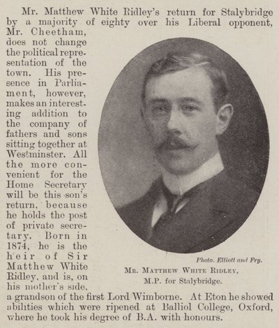 Matthew White Ridley, a Stalybridge képviselője alkotó: English Photographer