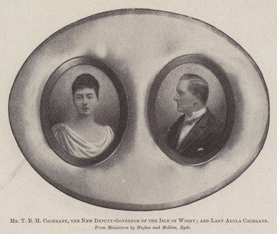 T B H Cochrane úr, Wight-sziget új kormányzóhelyettese; és Lady Adela Cochrane alkotó: English Photographer
