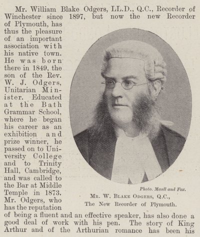Mr. W Blake Odgers, QC, Plymouth új rögzítője alkotó: English Photographer