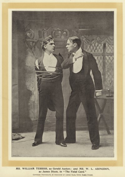 William Terriss úr, mint Gerald Austen; és Mr W L Abingdon, mint James Dixon, a The Fatal Card-ban alkotó: English Photographer