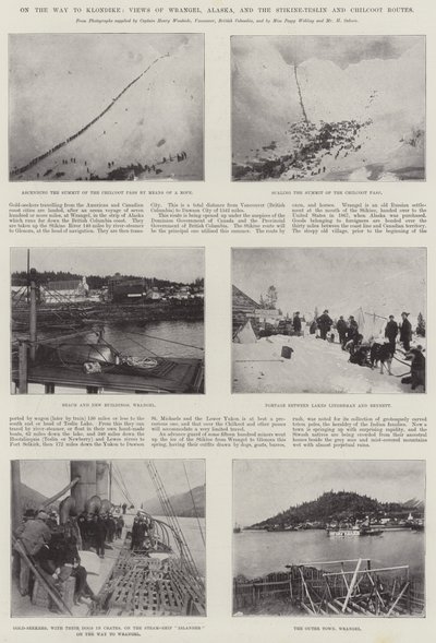 Útban Klondike felé, kilátás az alaszkai Wrangellre, valamint a Stikine-Teslin és Chilkoot útvonalra alkotó: English Photographer