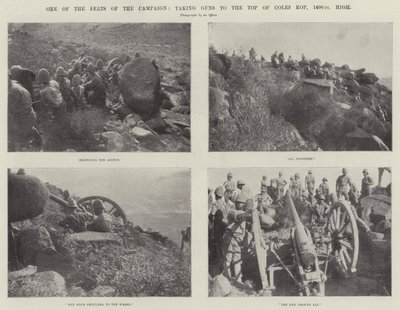 A kampány egyik bravúrja, a fegyverek a 1400 láb magas Coles Kop tetejére alkotó: English Photographer