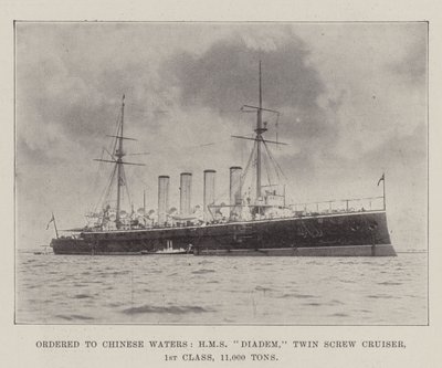 Rendelve: Chinese Waters, HMS Diadem, Twin Screw Cruiser, 1. osztály, 11 000 tonna alkotó: English Photographer