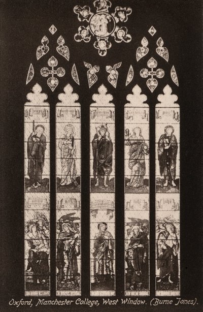Oxford, Manchester College, West Window, Burne Jones (f/w fotó) alkotó: English Photographer