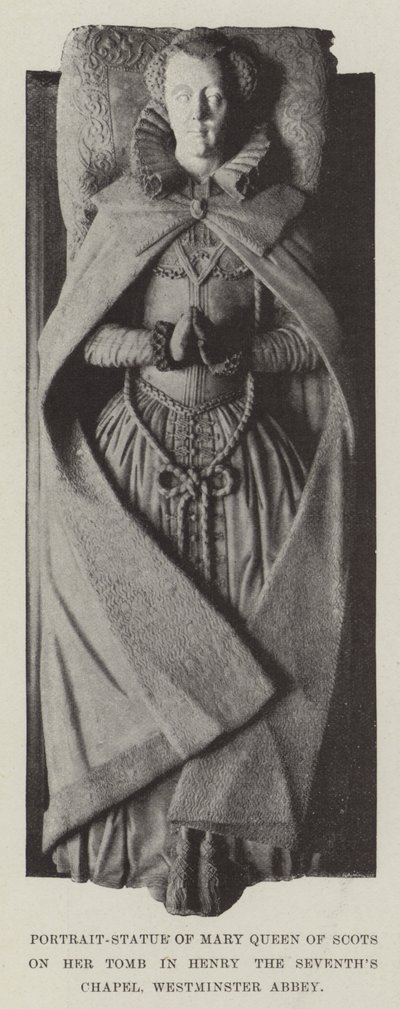 Mária skót királynő portrészobra a sírján a Hetedik Henrik kápolnában, Westminster Abbey alkotó: English Photographer